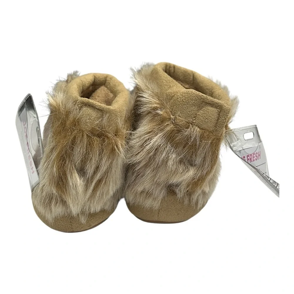 Joe Fresh Faux Fur Trim Knit Slippers Size 9 - Picture 4 of 6